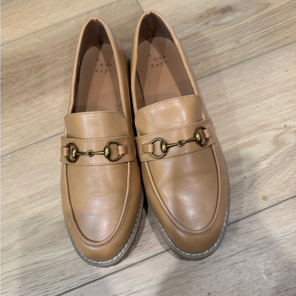 a new day Tan Loafers with Gold Accent